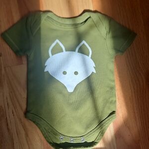 Olive Green Fox Graphic Baby One-Piece Bodysuit